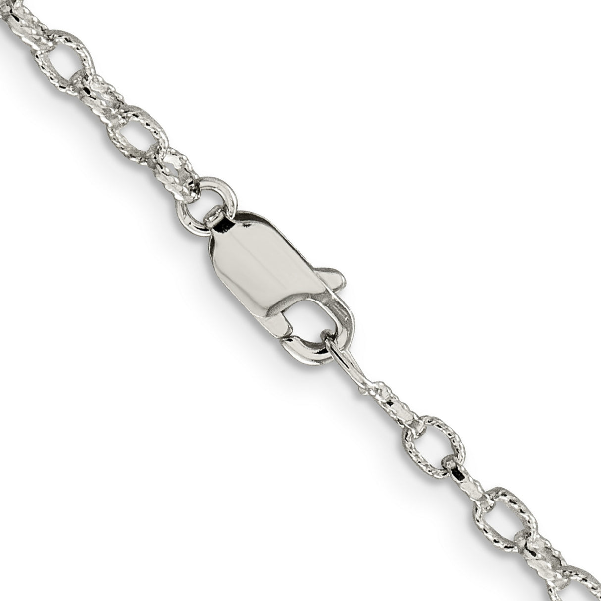 925 White Gold 3 mm Polished Chain Necklace, Solid alternate angle