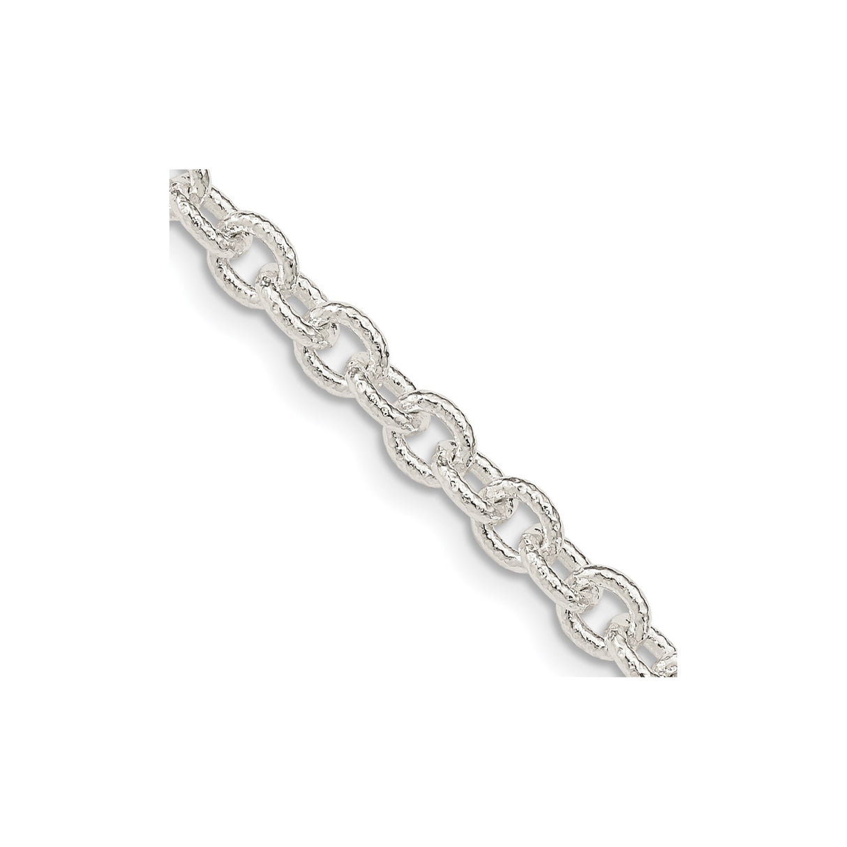 925 White Gold 4.55 mm Polished Chain Necklace, Solid detail view