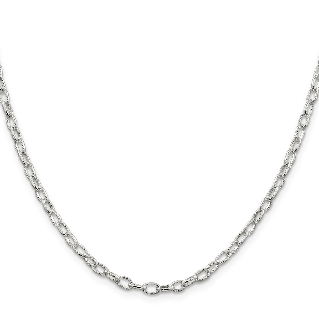 925 White Gold 3.75 mm Polished Chain Necklace, Solid