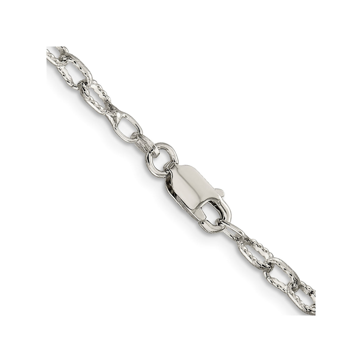 925 White Gold 3.75 mm Polished Chain Necklace, Solid alternate angle