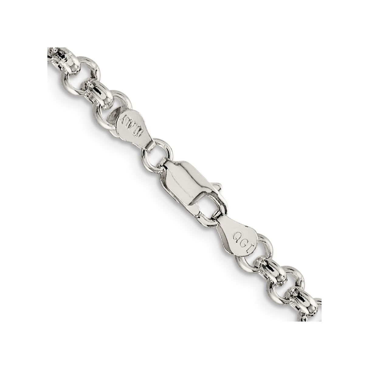 925 White Gold 5 mm Polished Chain Necklace, Solid alternate angle