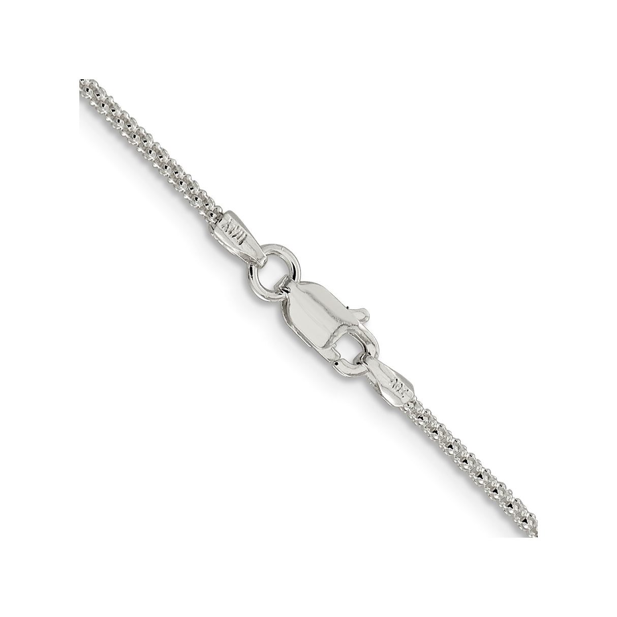 925 White Gold 1.6 mm Polished Chain Necklace, Solid alternate angle