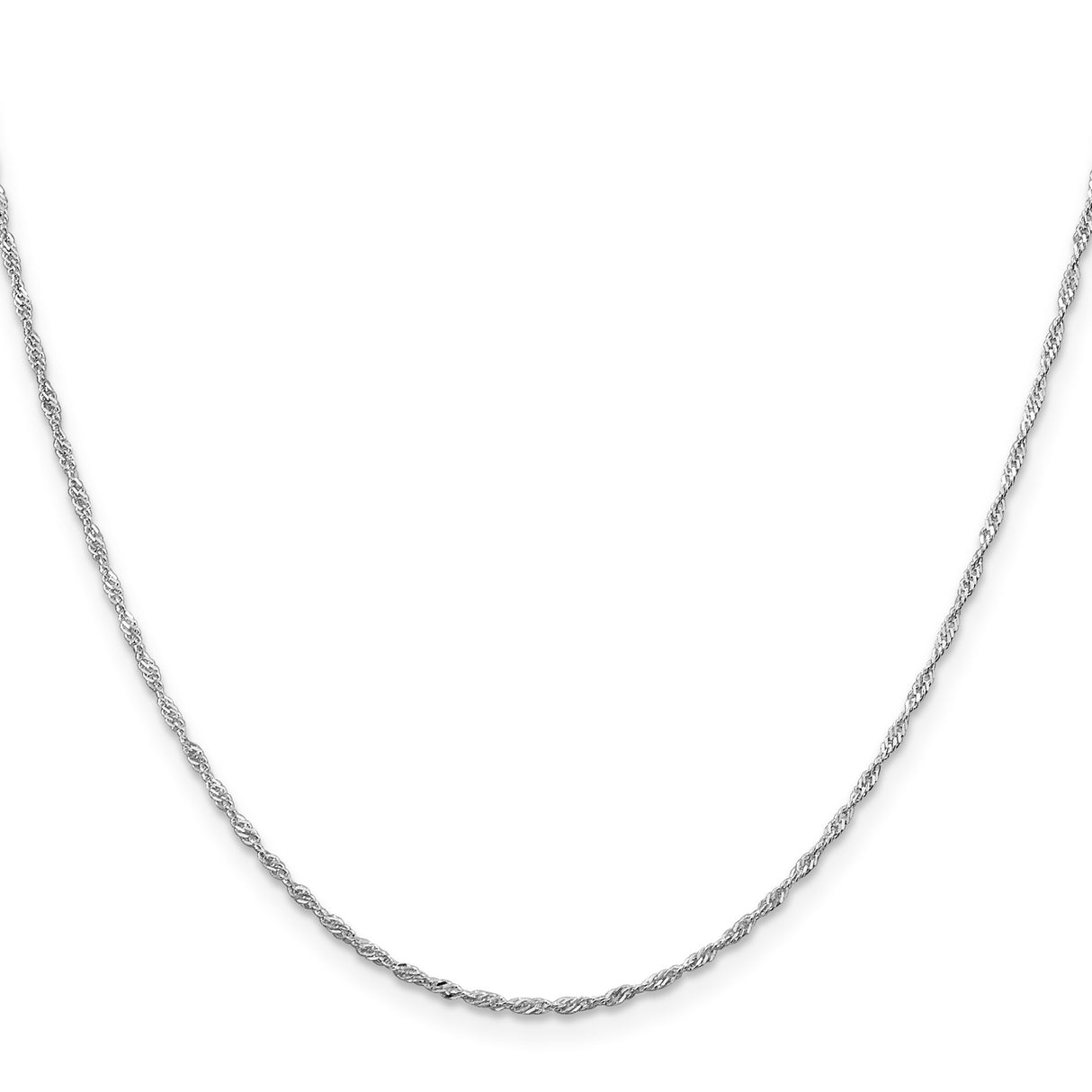 925 White Gold 1.4 mm Singapore Chain Necklace, Polished