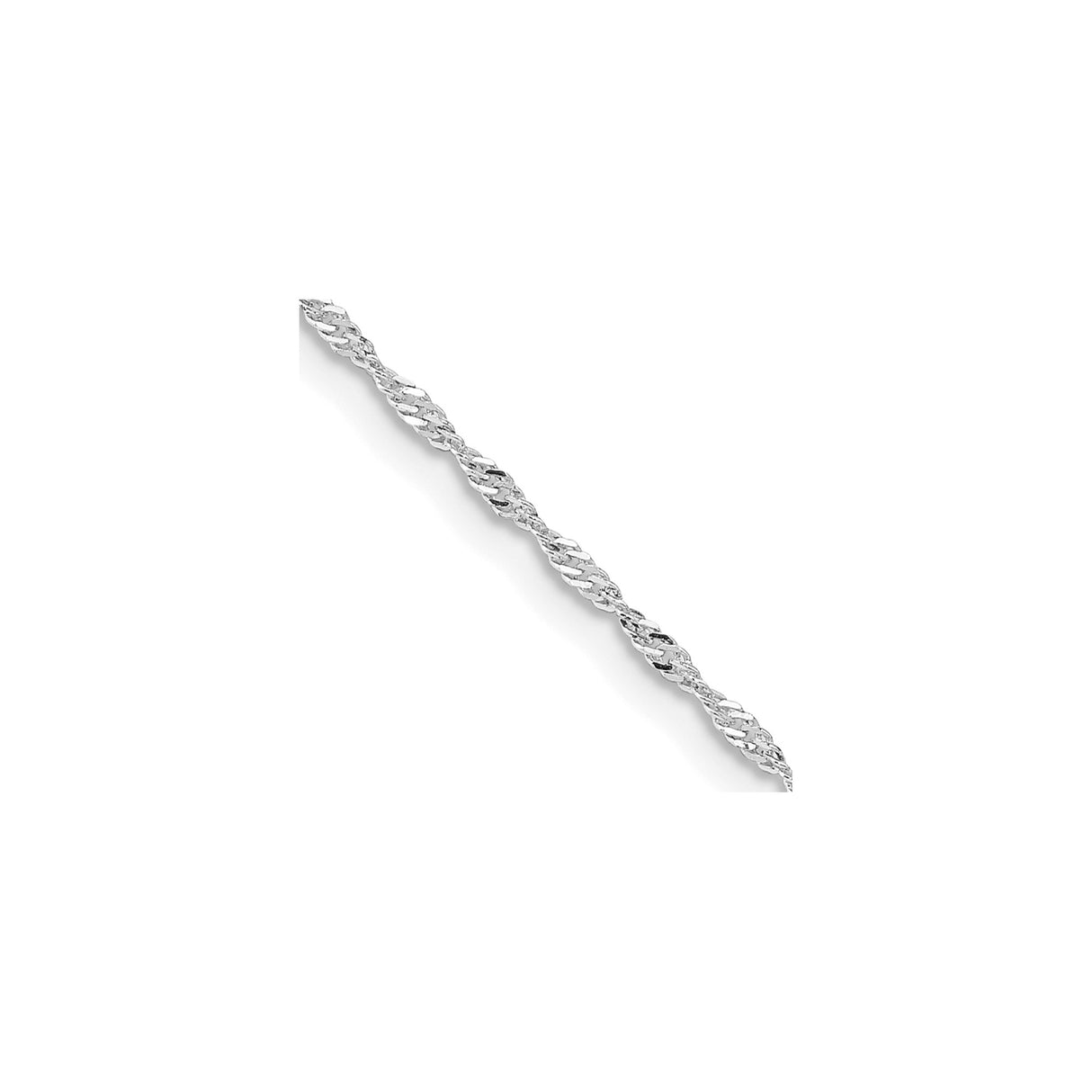 925 White Gold 1.4 mm Singapore Chain Necklace, Polished detail view