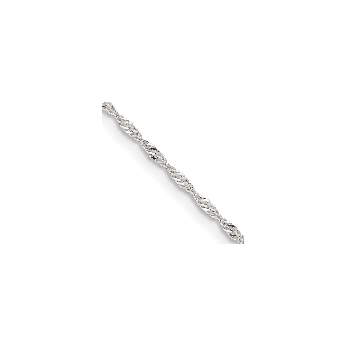 925 White Gold 1.4 mm Singapore Chain Necklace, Polished detail view