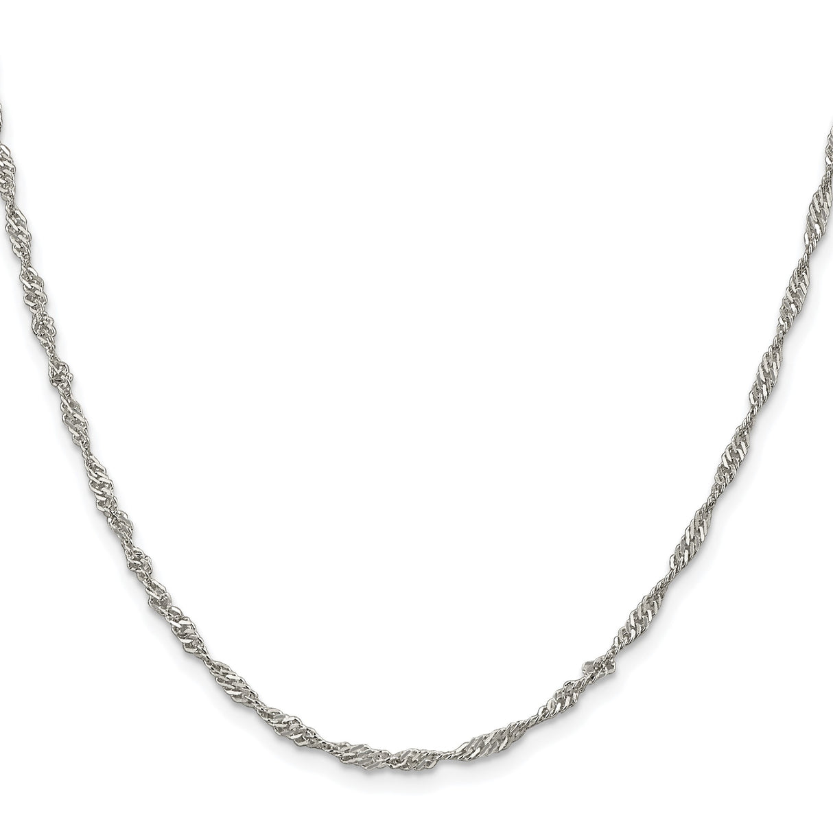 925 White Gold 2.25 mm Singapore Chain Necklace, Polished