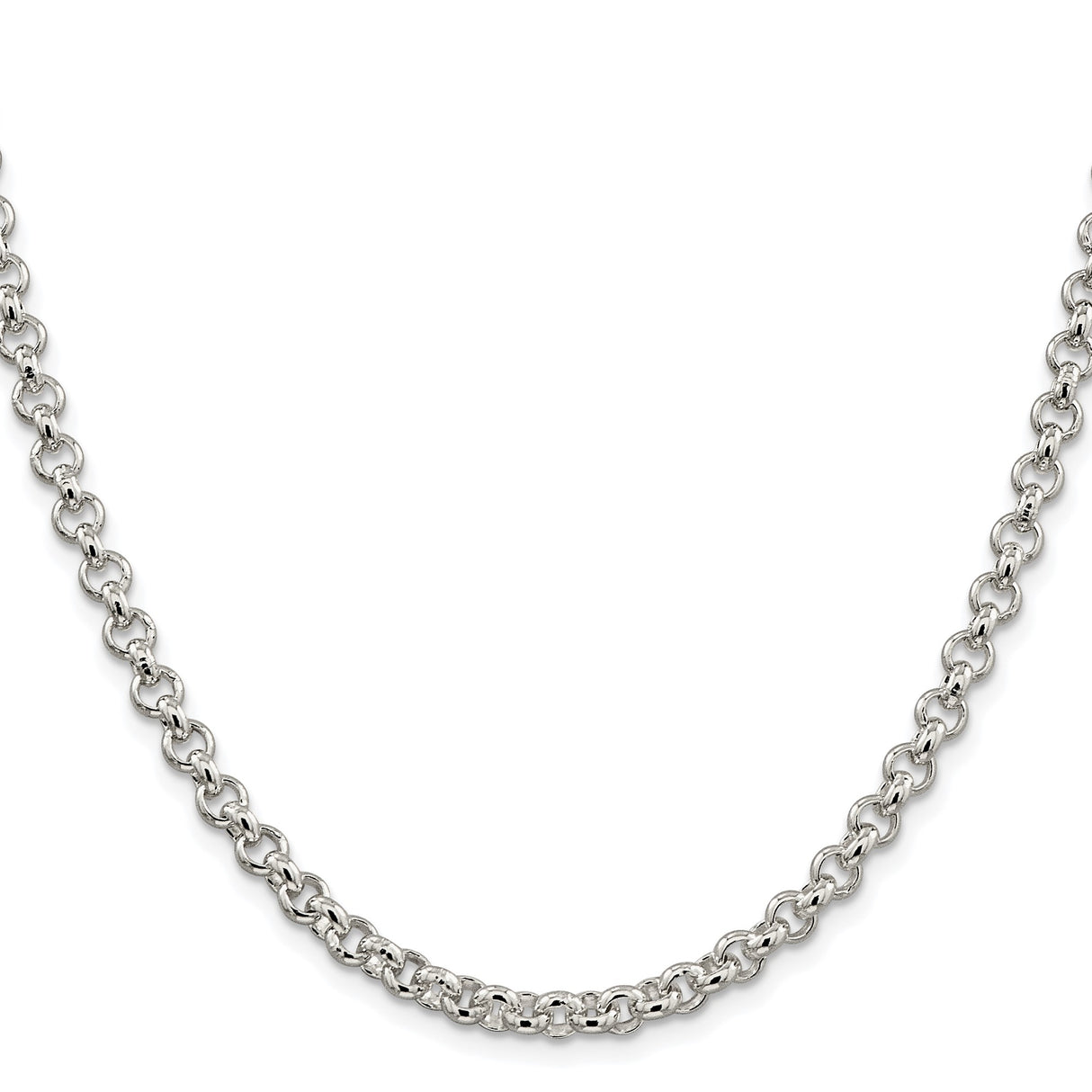 925 White Gold 5 mm Polished Chain Necklace