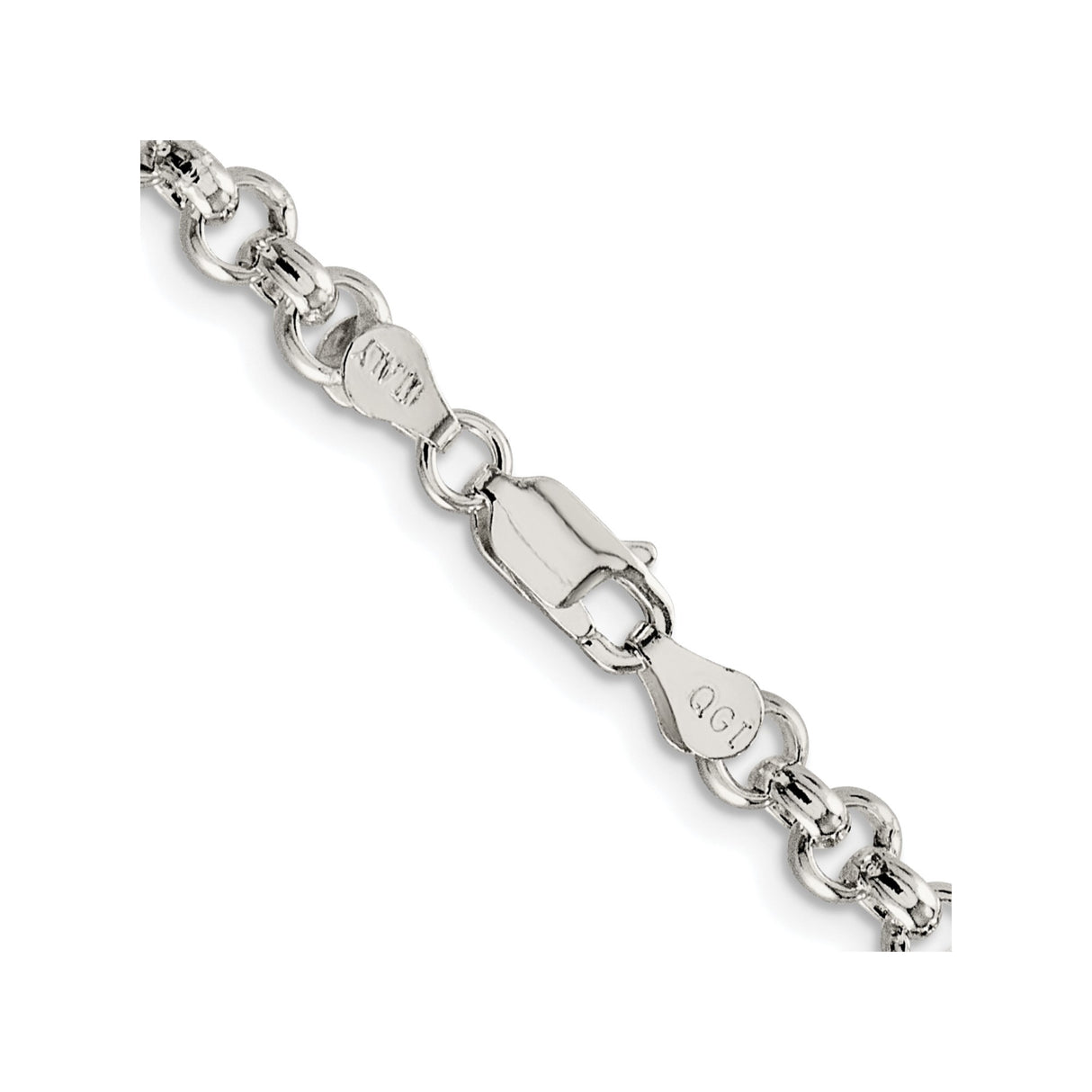925 White Gold 5 mm Polished Chain Necklace alternate angle