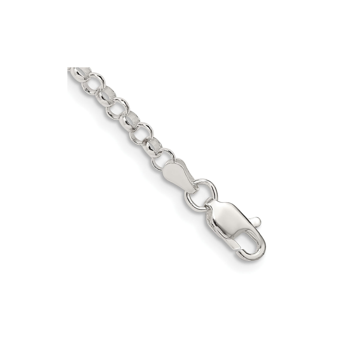 925 White Gold 3.5 mm Polished Chain Bracelet, Solid shown for scale
