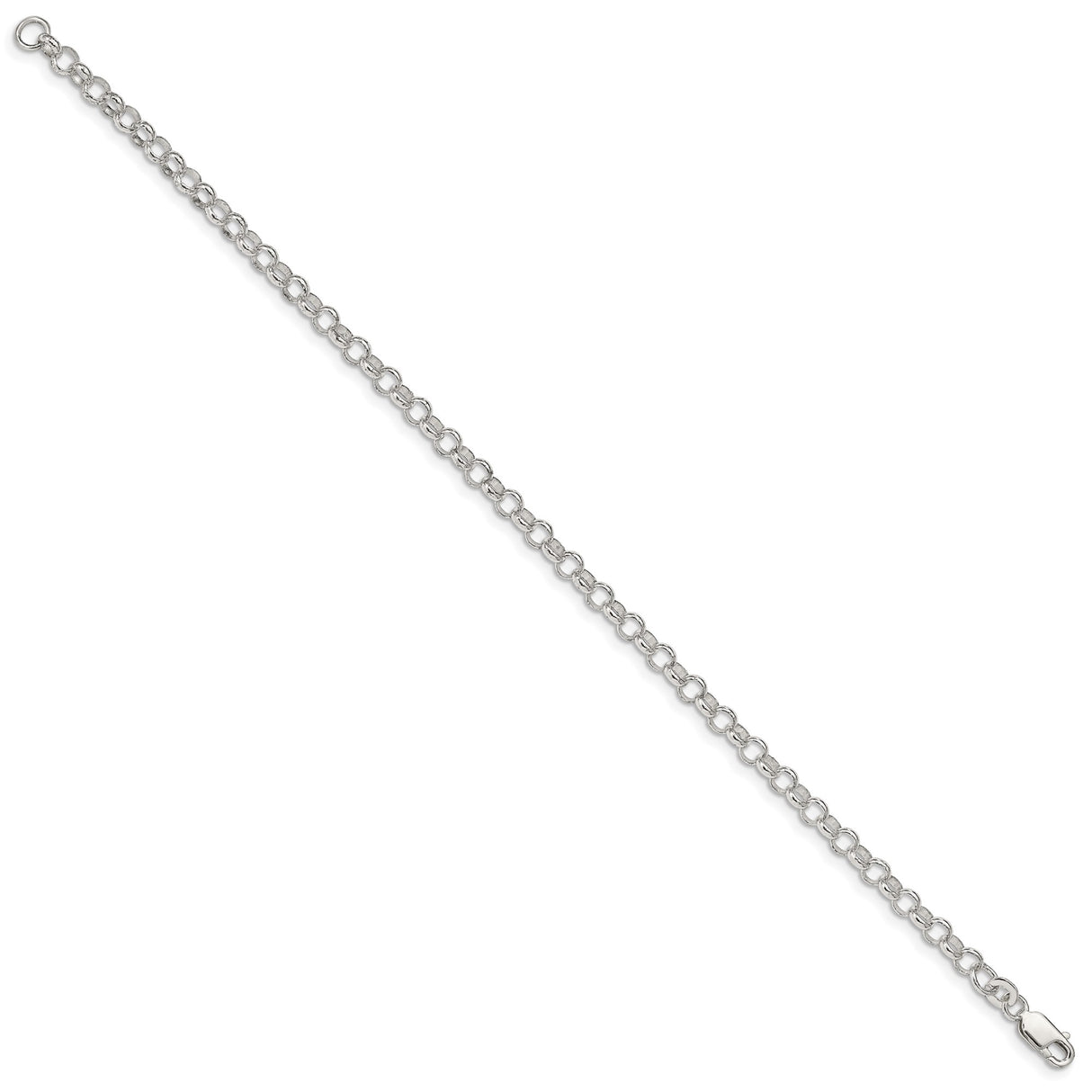 925 White Gold 4 mm Polished Chain Bracelet, Solid
