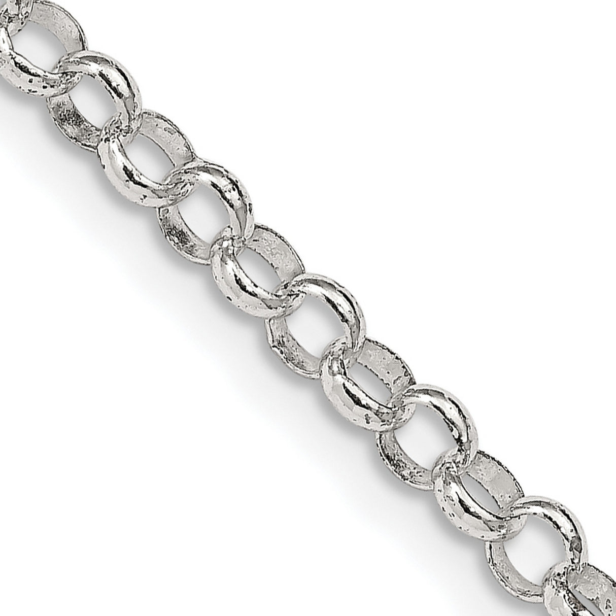 925 White Gold 4 mm Polished Chain Necklace, Solid detail view