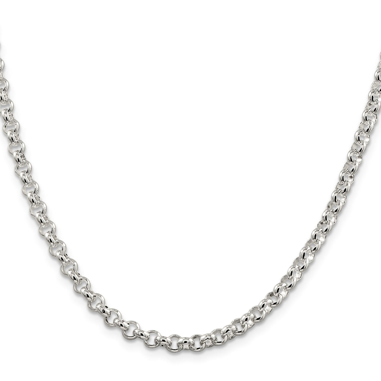 925 White Gold 4.6 mm Polished Chain Necklace, Solid