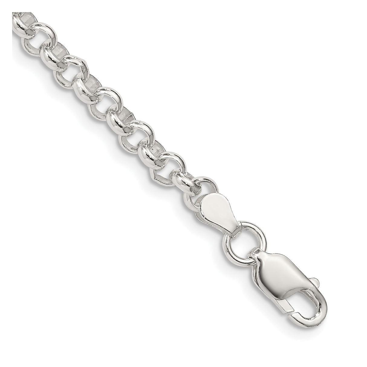 925 White Gold 4.6 mm Polished Chain Bracelet, Solid shown for scale