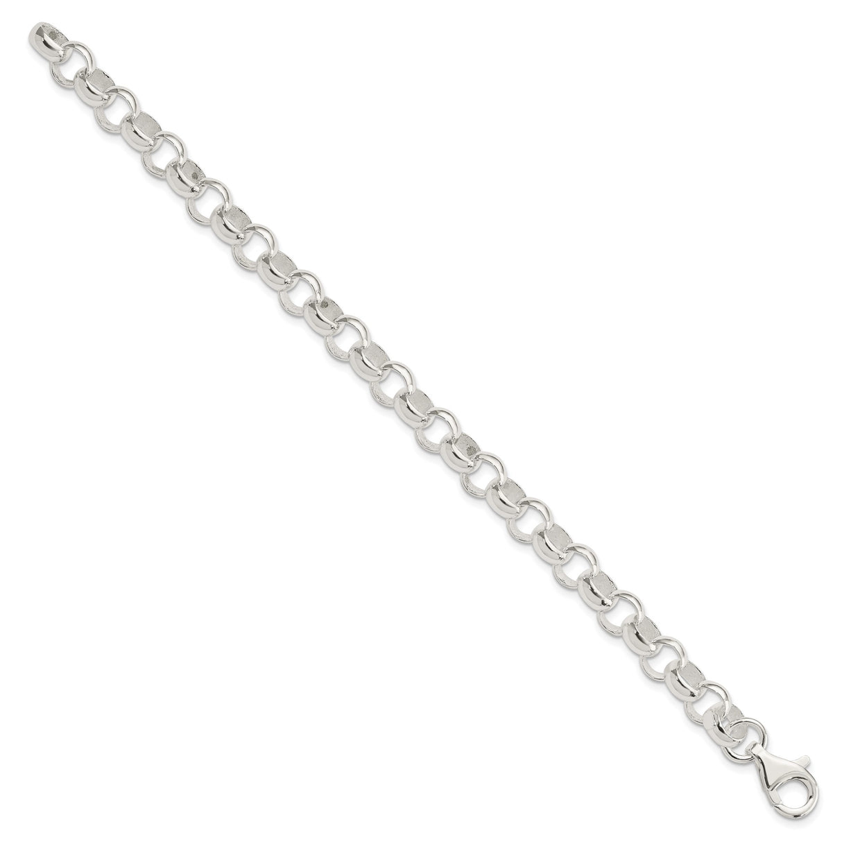 925 White Gold 8 mm Polished Chain Bracelet, Solid