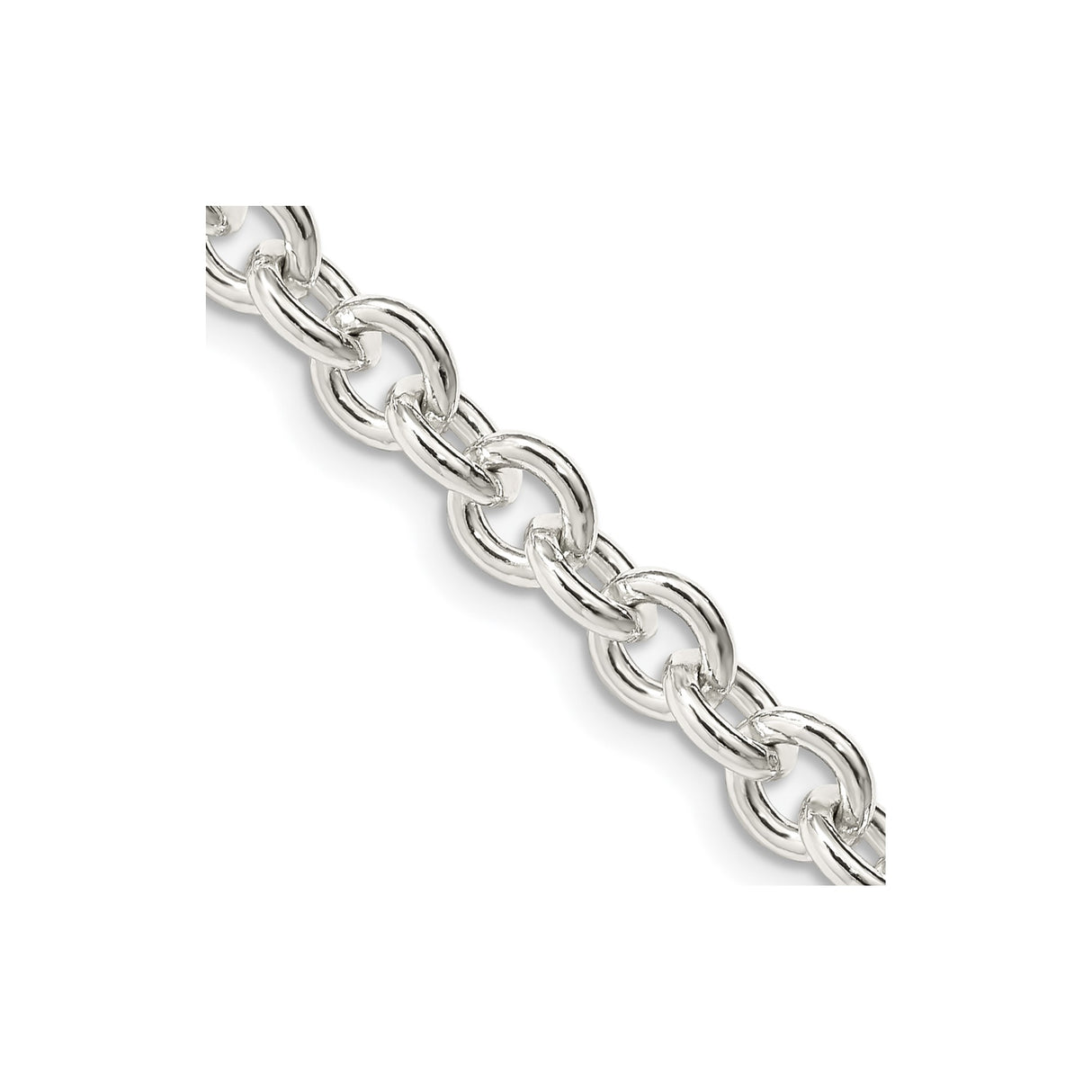 925 White Gold 6.1 mm Polished Chain Necklace, Solid detail view