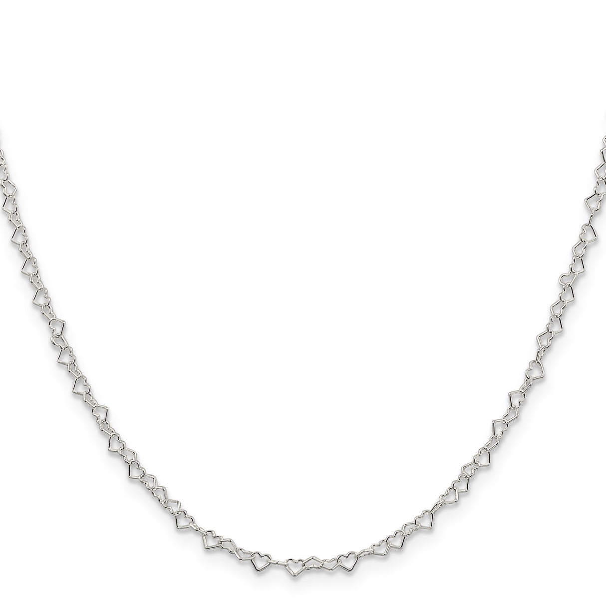 925 White Gold 3.5 mm Polished Chain Necklace, Solid