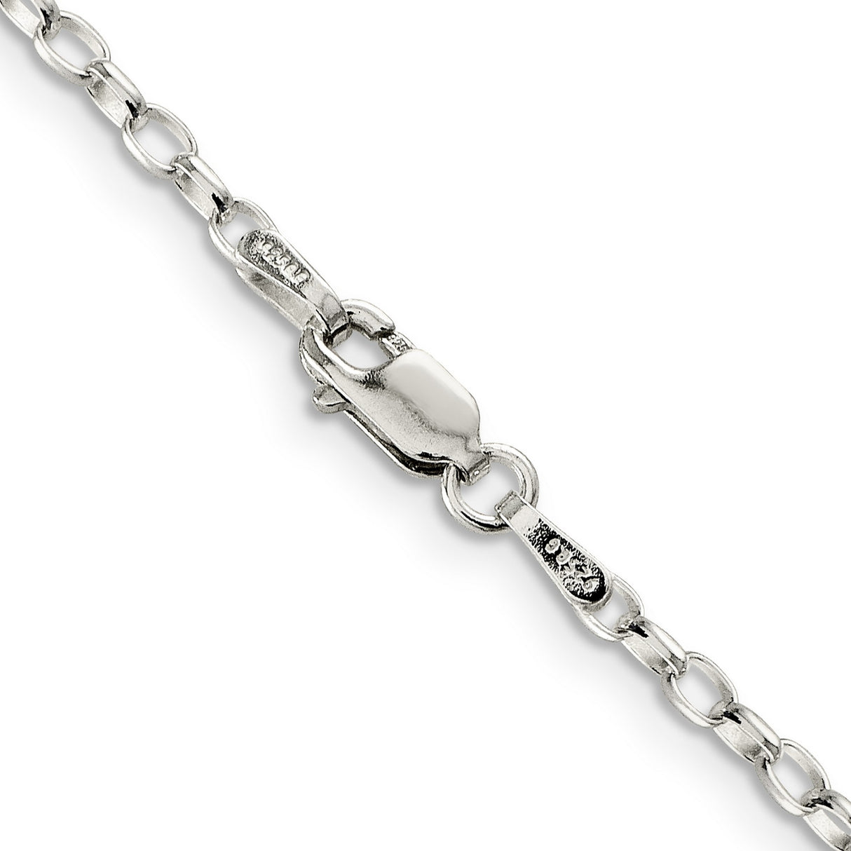 925 White Gold 2.5 mm Polished Chain Necklace, Solid alternate angle