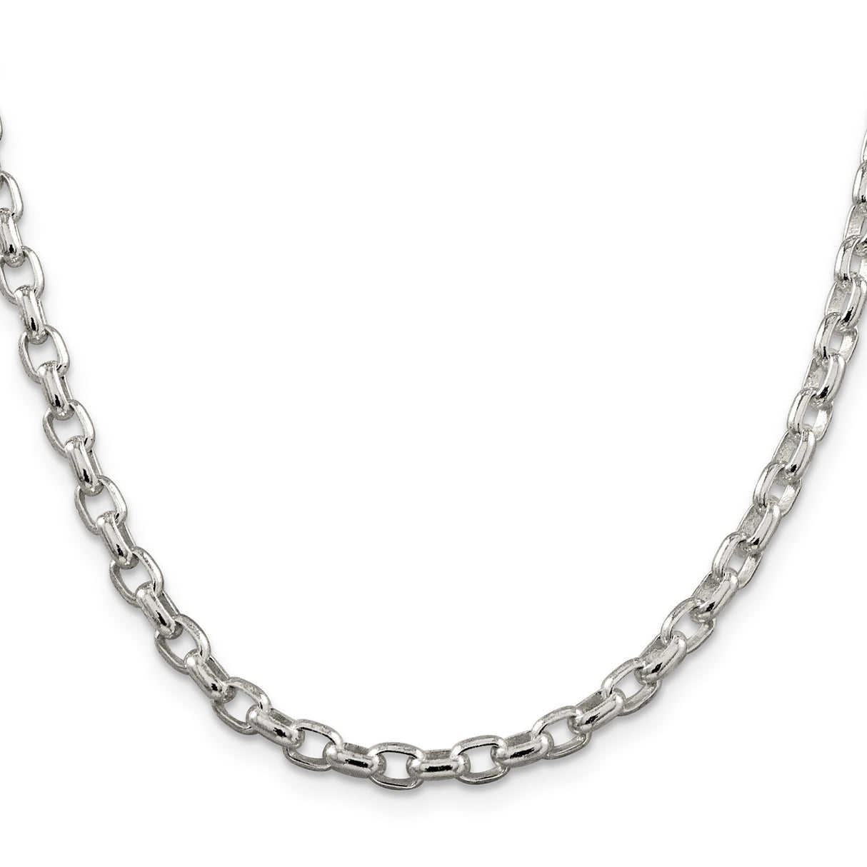 925 White Gold 4.4 mm Polished Chain Necklace, Solid