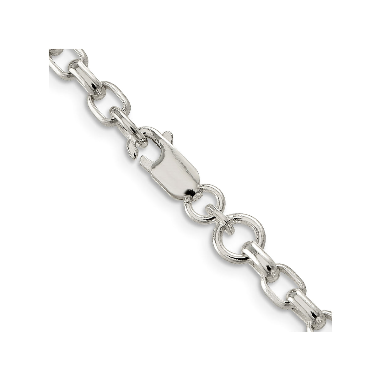925 White Gold 4.4 mm Polished Chain Necklace, Solid alternate angle