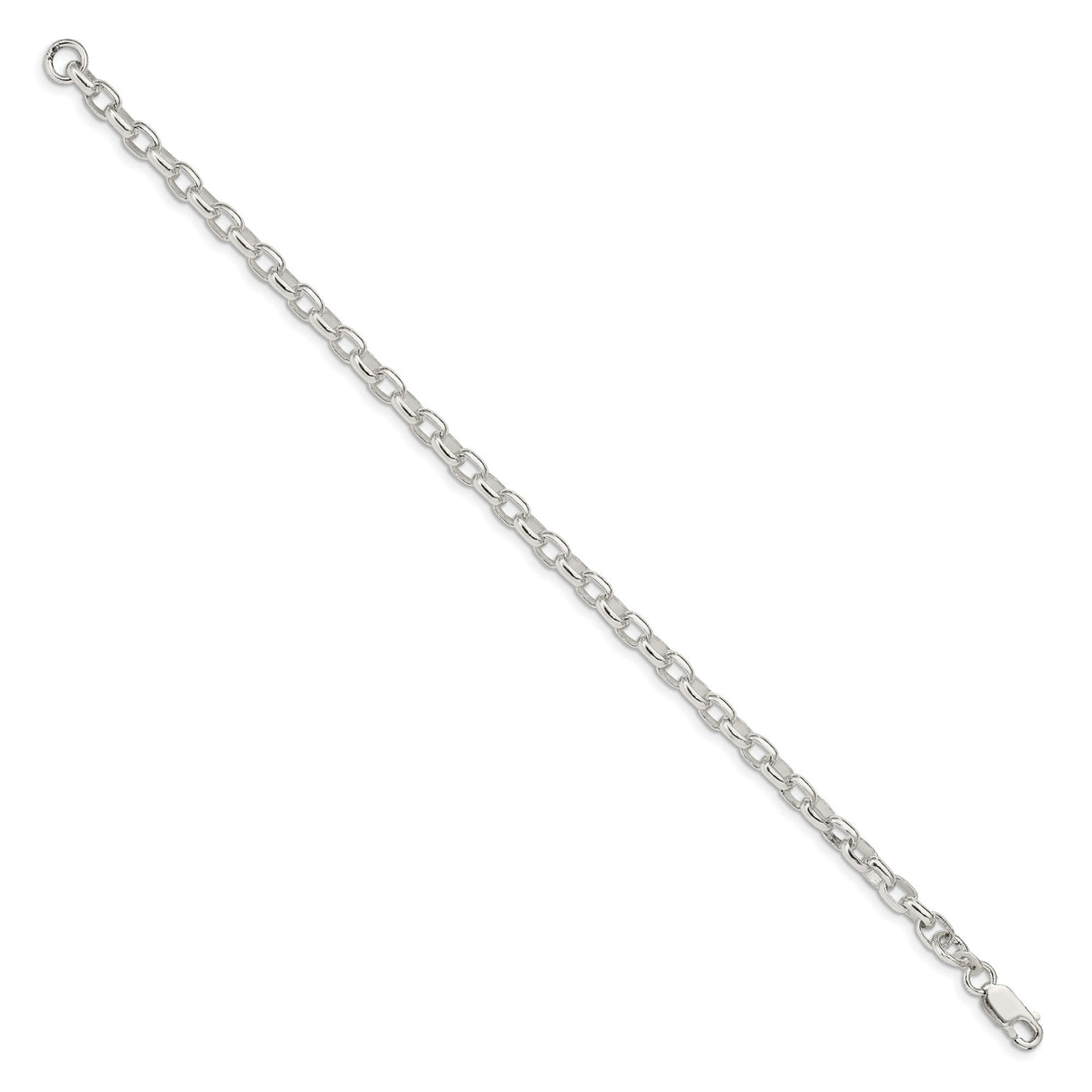 925 White Gold 4.4 mm Polished Chain Bracelet, Solid