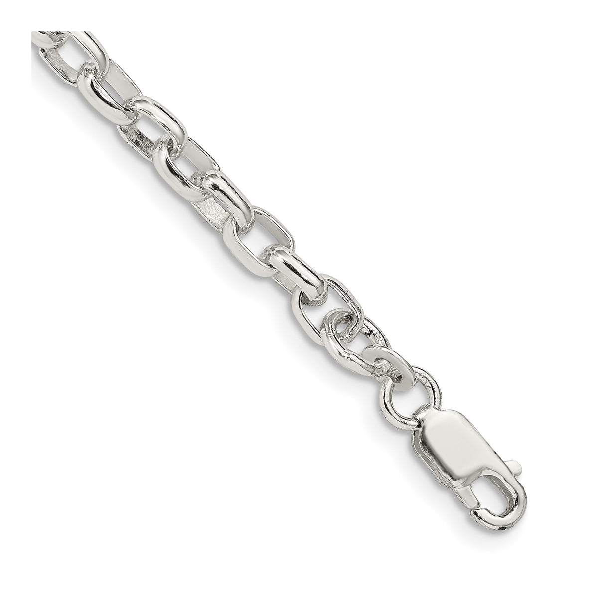 925 White Gold 4.4 mm Polished Chain Bracelet, Solid shown for scale
