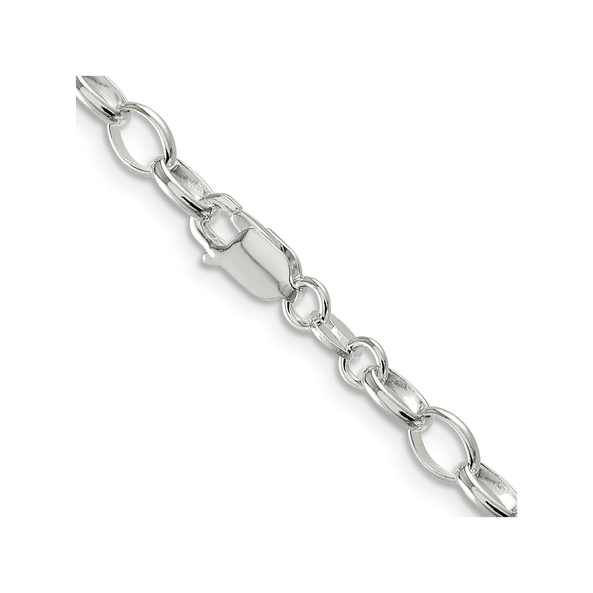 925 White Gold 5 mm Polished Chain Necklace, Solid alternate angle