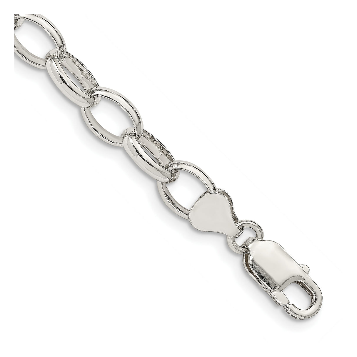 925 White Gold 8 mm Polished Chain Bracelet, Solid shown for scale