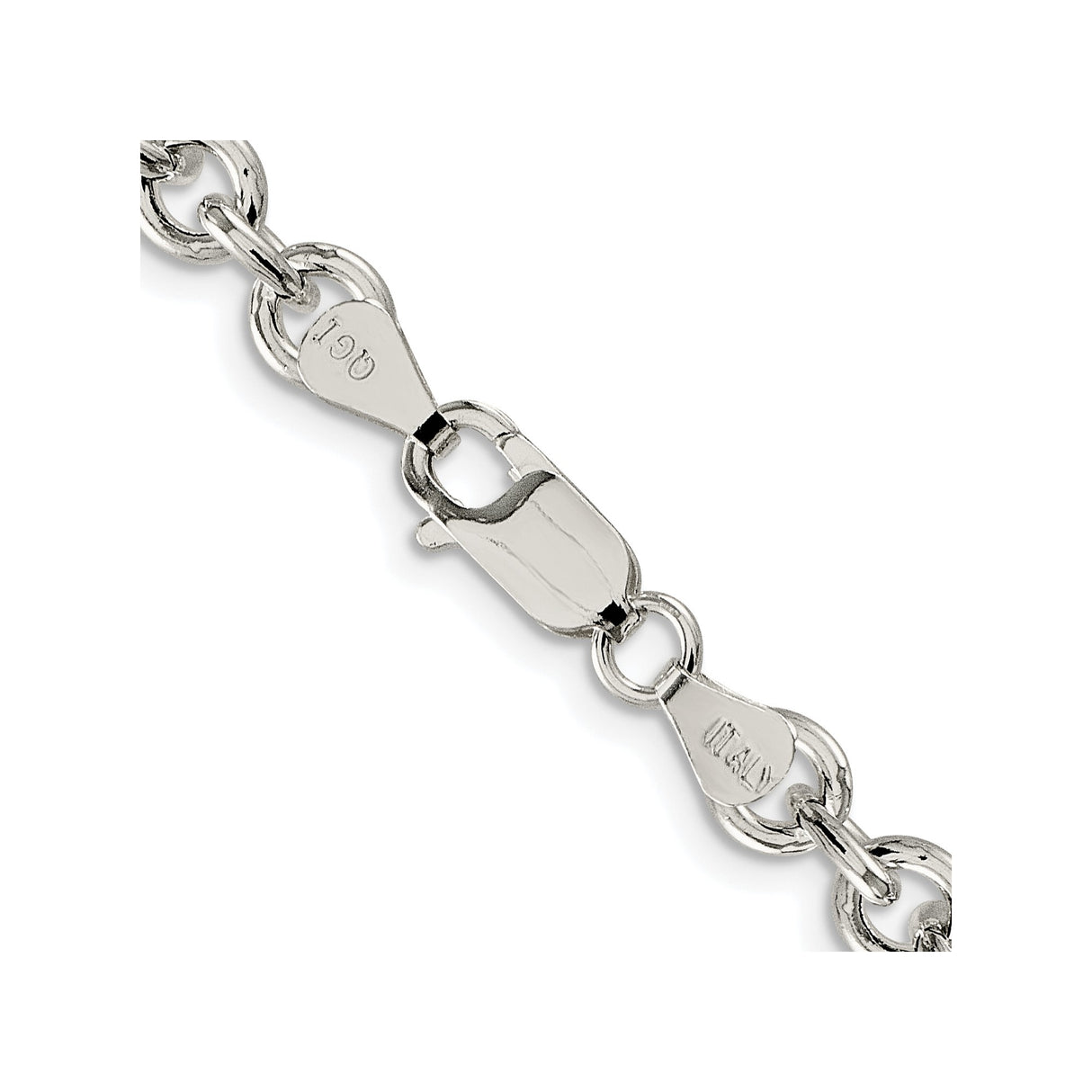 925 White Gold 6.1 mm Polished Chain Necklace alternate angle