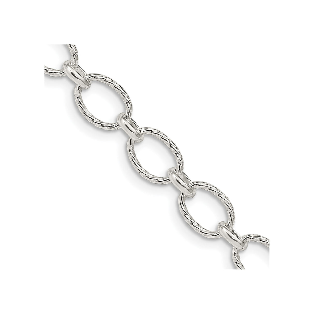 925 White Gold 6.1 mm Polished Chain Necklace, Solid detail view