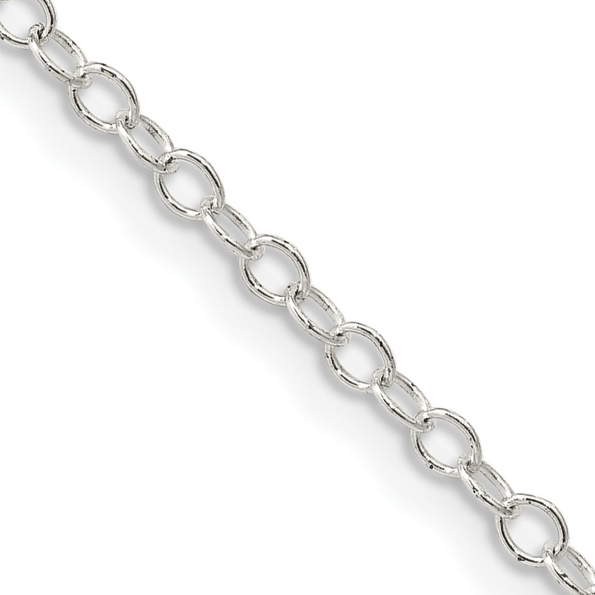 925 White Gold 2.25 mm Polished Chain Necklace, Solid detail view