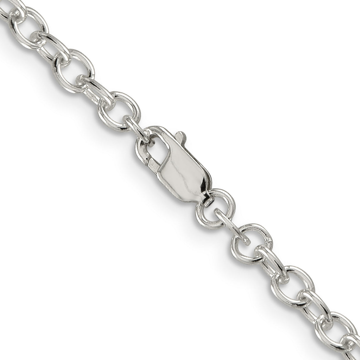 925 White Gold 3.75 mm Polished Chain Necklace, Solid alternate angle