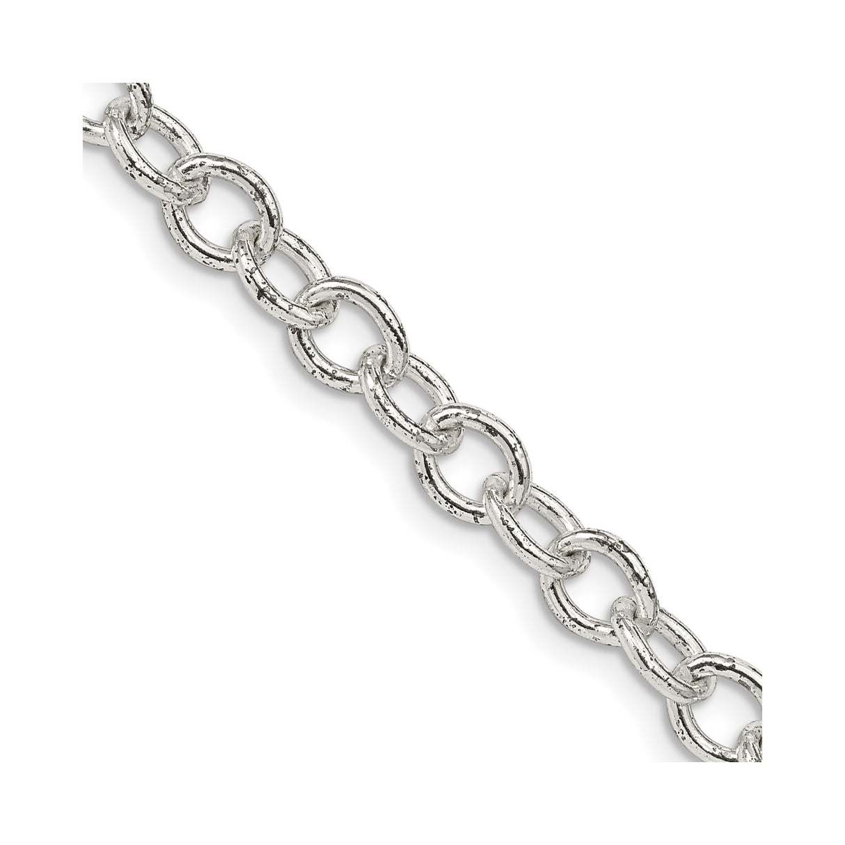 925 White Gold 5.75 mm Polished Chain Necklace, Solid detail view