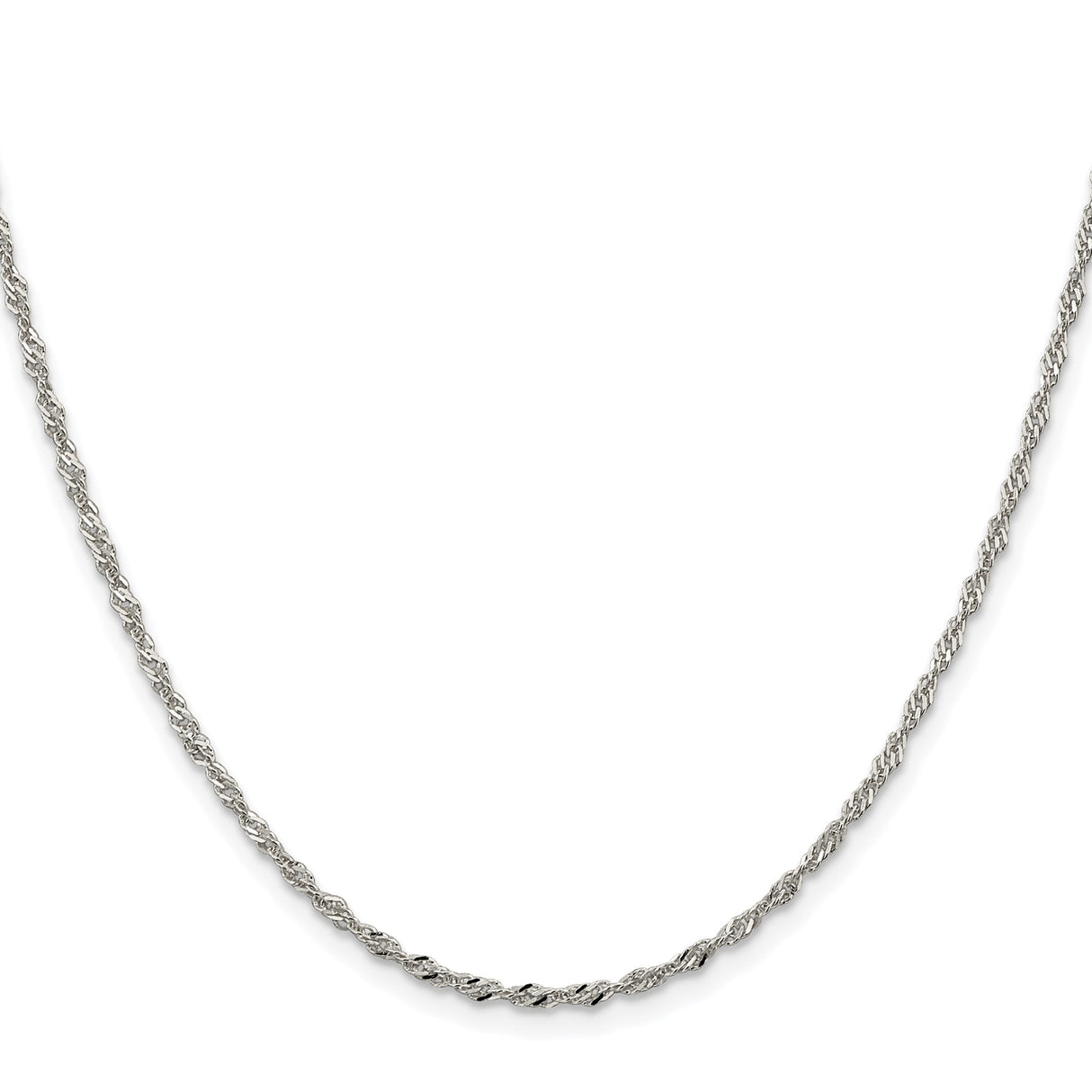925 White Gold 2 mm Singapore Chain Necklace, Polished