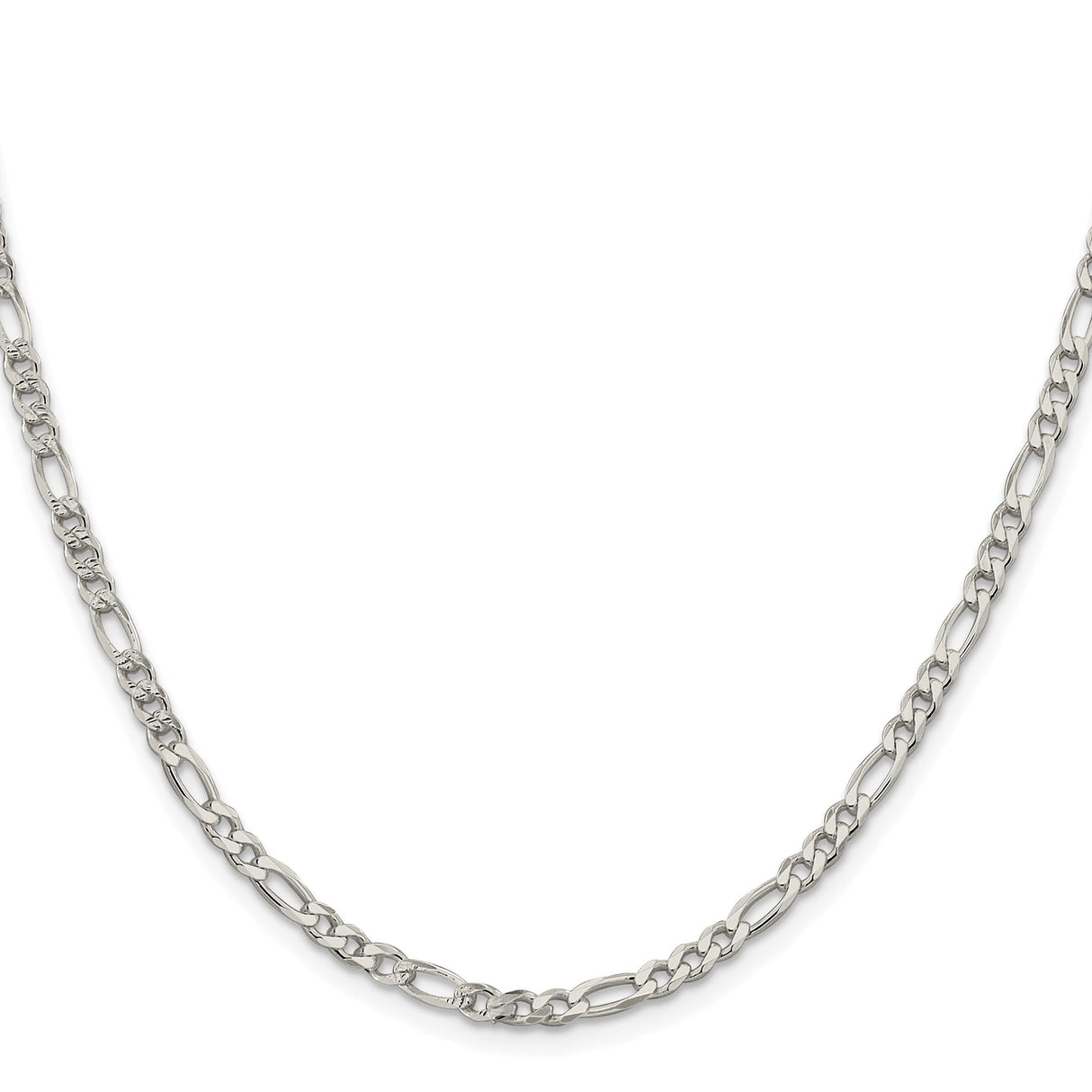 925 White Gold 4 mm Figaro Chain Necklace, Polished