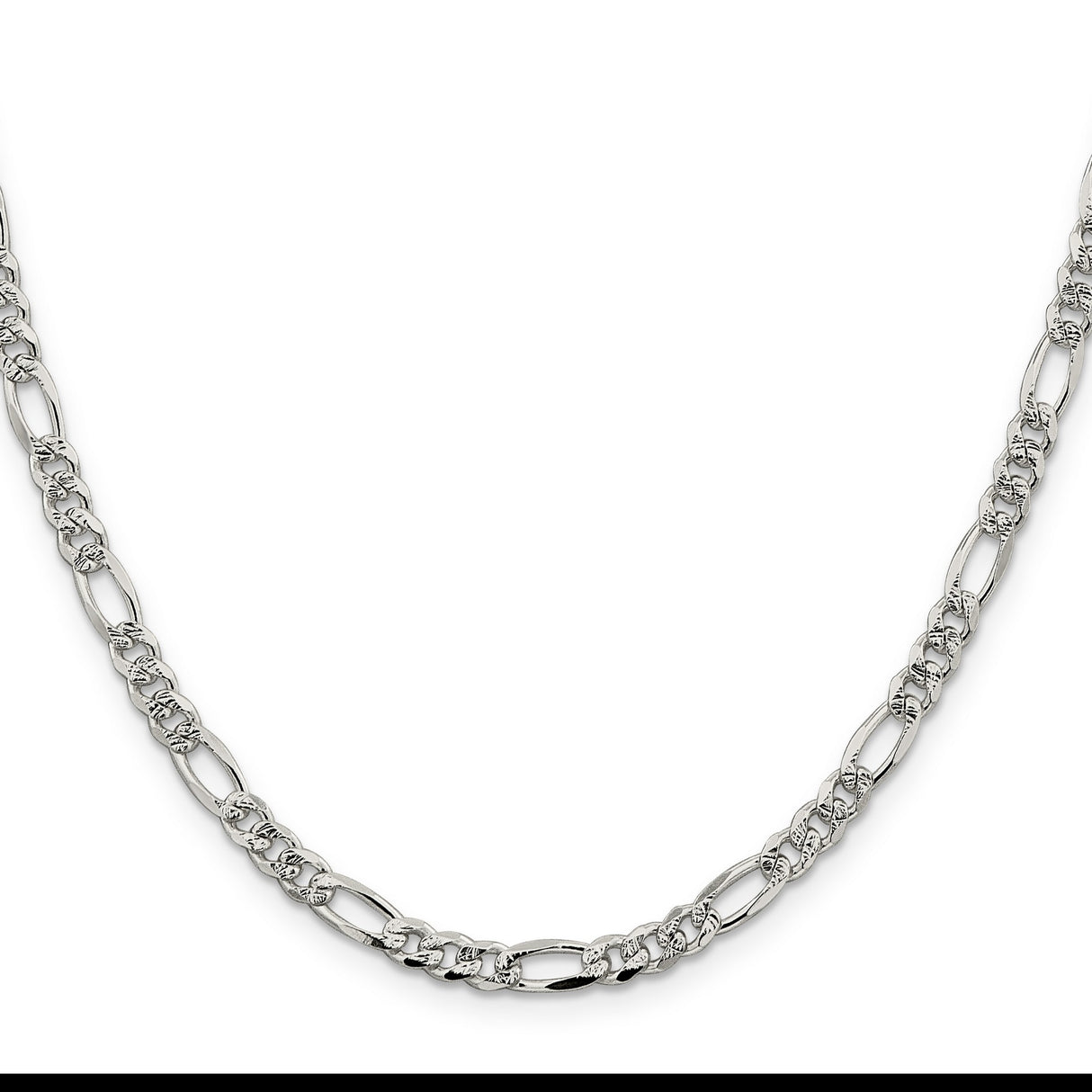 925 White Gold 4.75 mm Figaro Chain Necklace, Polished