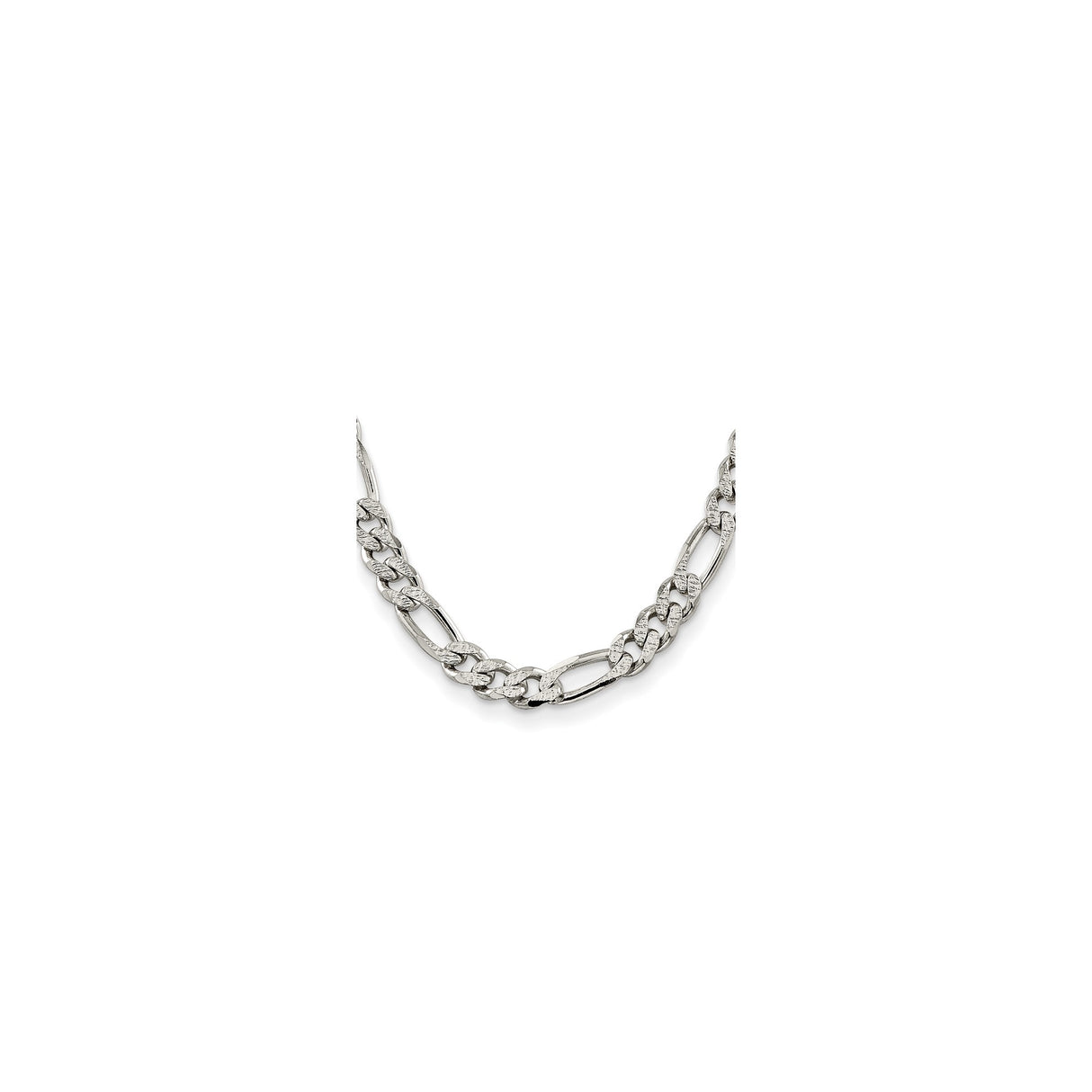 925 White Gold 10.5 mm Figaro Chain Necklace, Polished