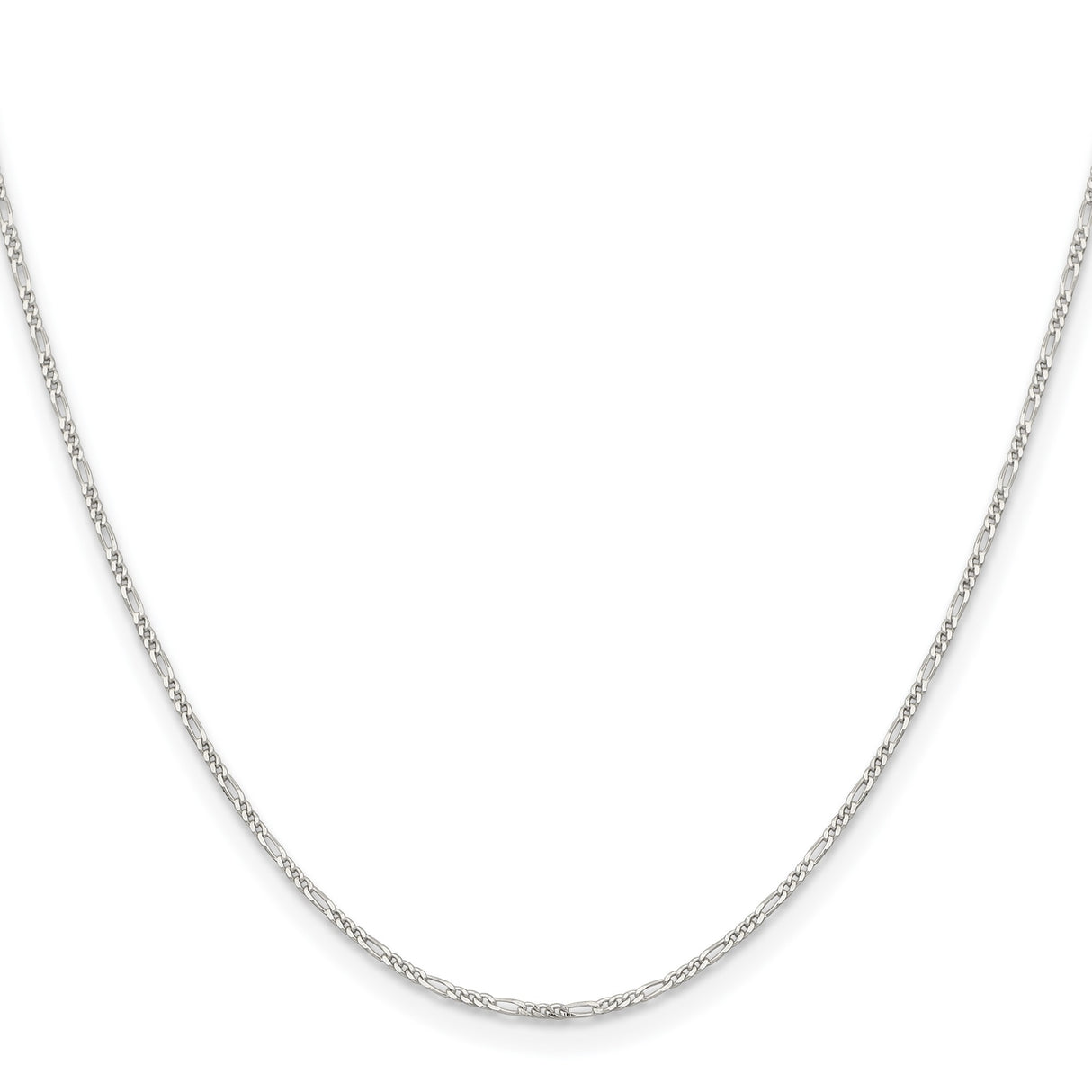 925 White Gold 1.2 mm Figaro Chain Necklace, Polished