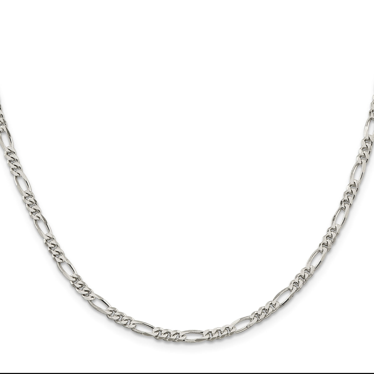 925 White Gold 3.5 mm Figaro Chain Necklace, Polished