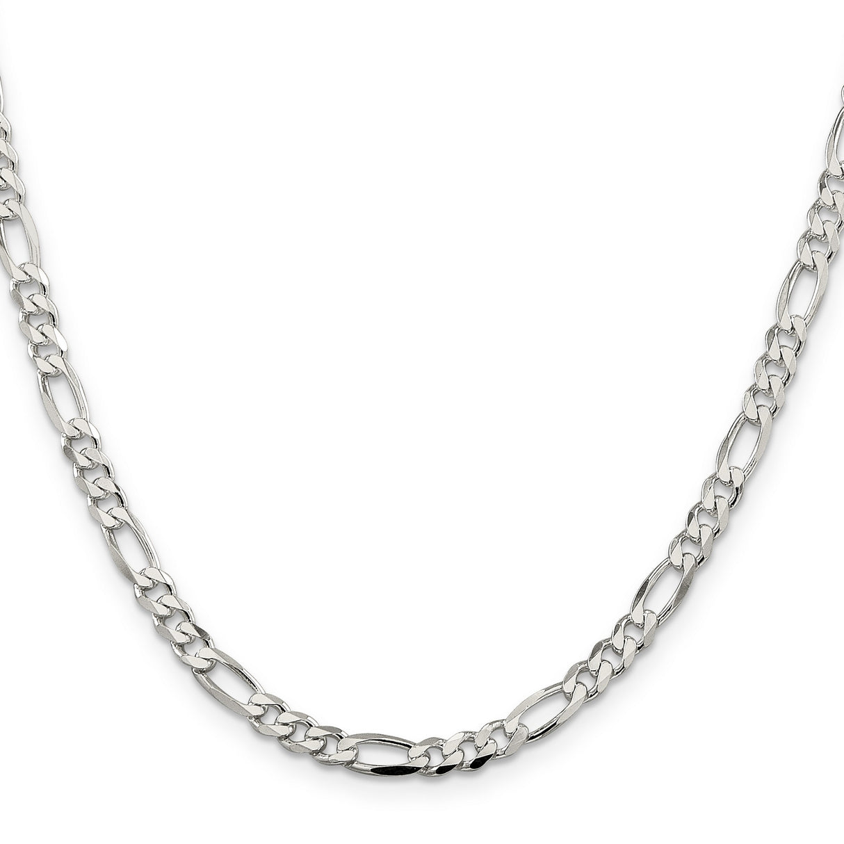 925 White Gold 4.5 mm Figaro Chain Necklace, Polished