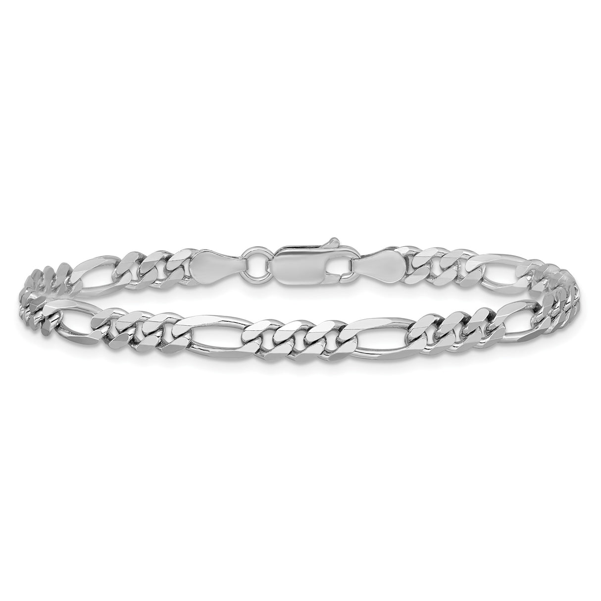 925 White Gold 4.5 mm Figaro Chain Anklet, Polished alternate angle