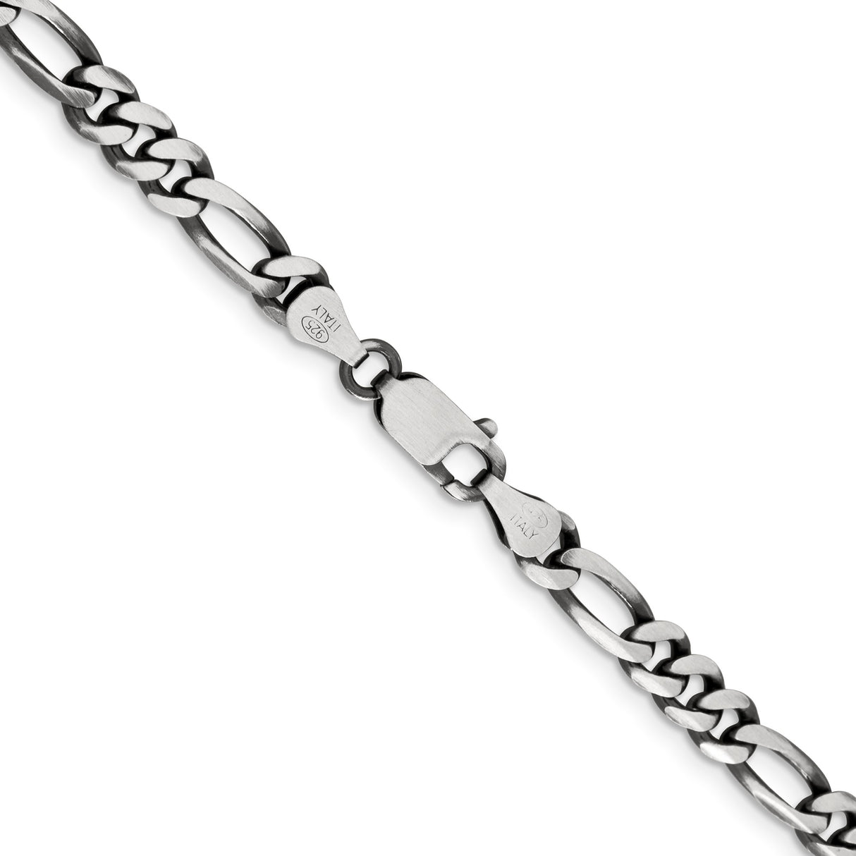 925 White Gold 5.5 mm Figaro Chain Necklace, Solid alternate angle