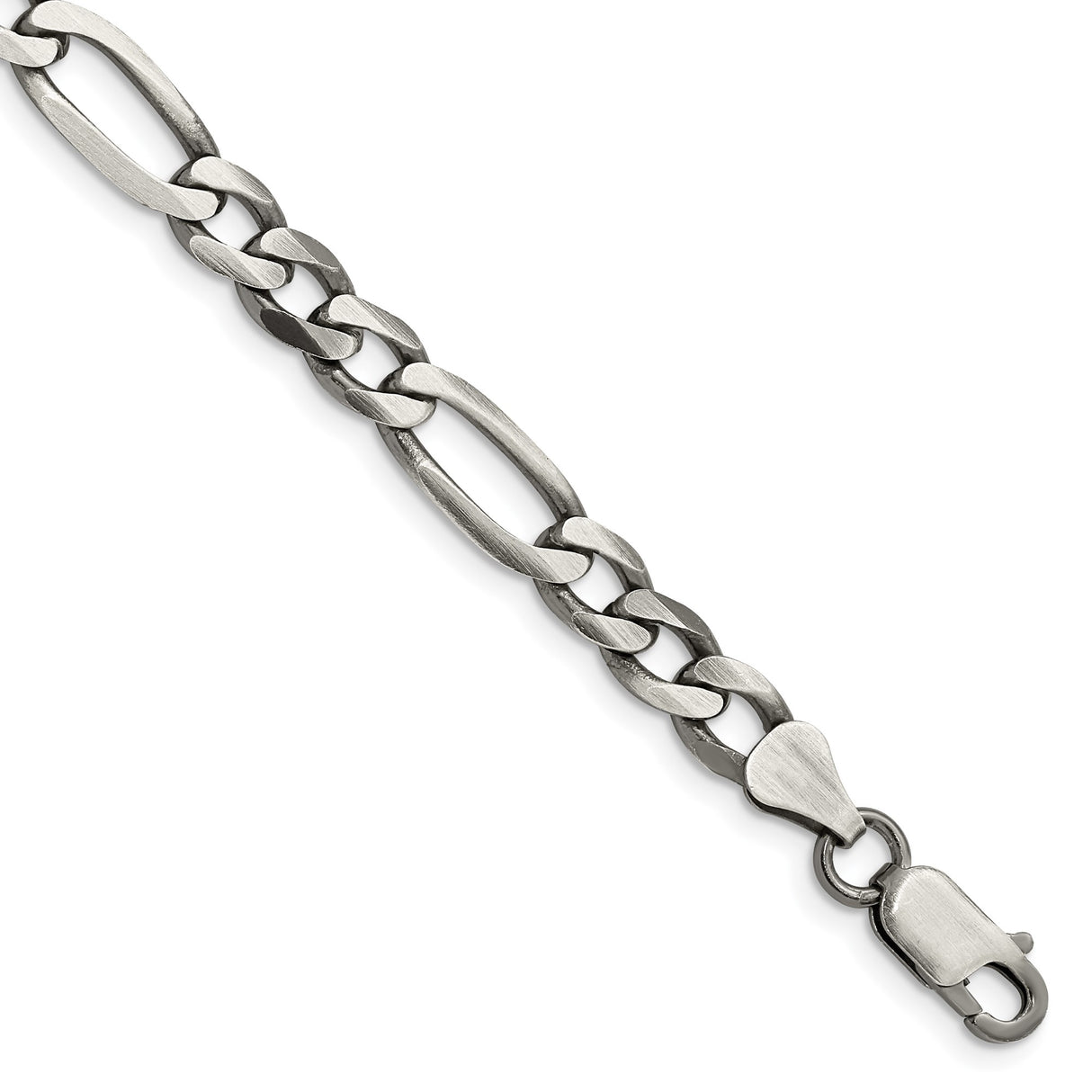 925 White Gold 6.5 mm Figaro Chain Anklet, Solid shown for scale