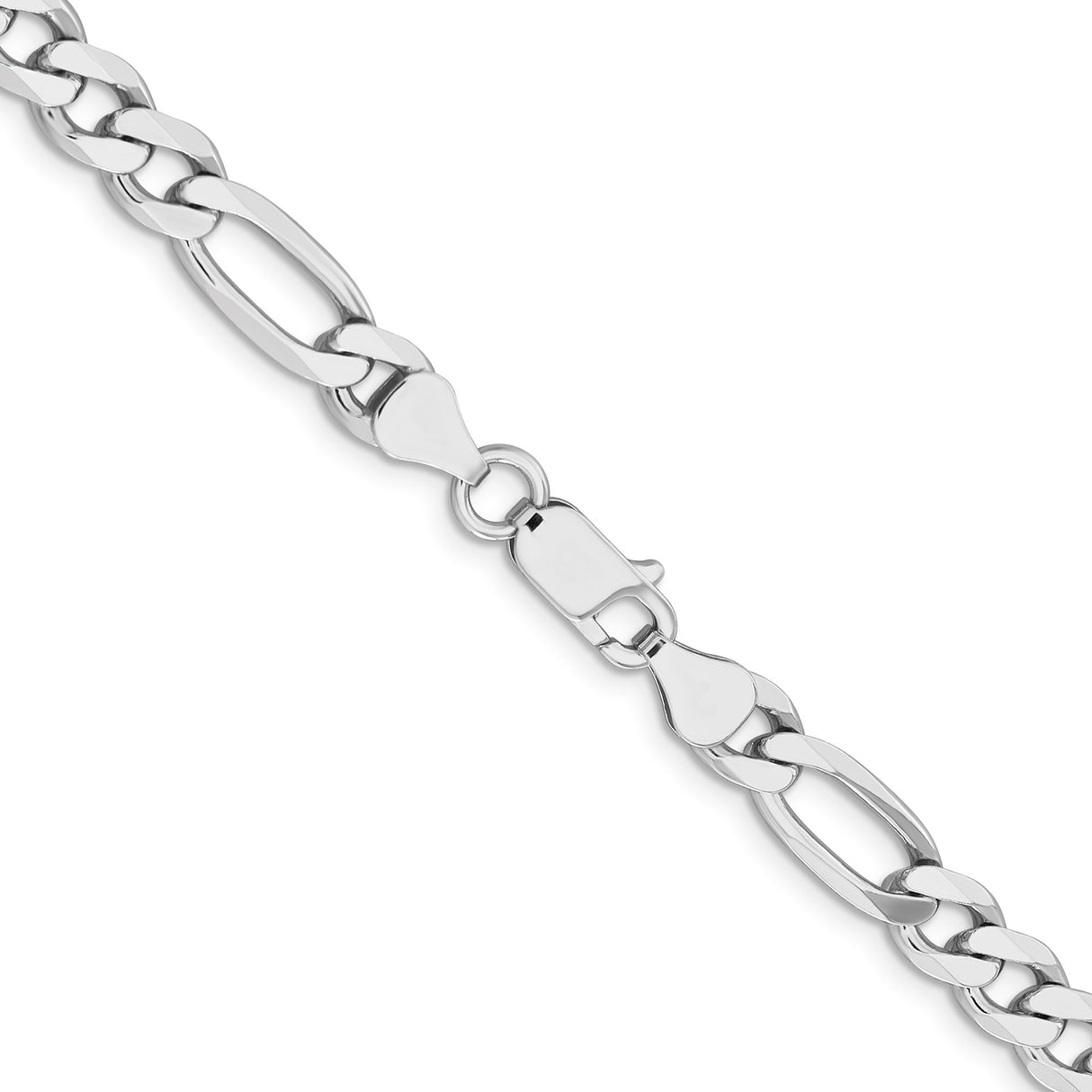 925 White Gold 6.5 mm Figaro Chain Necklace, Polished alternate angle