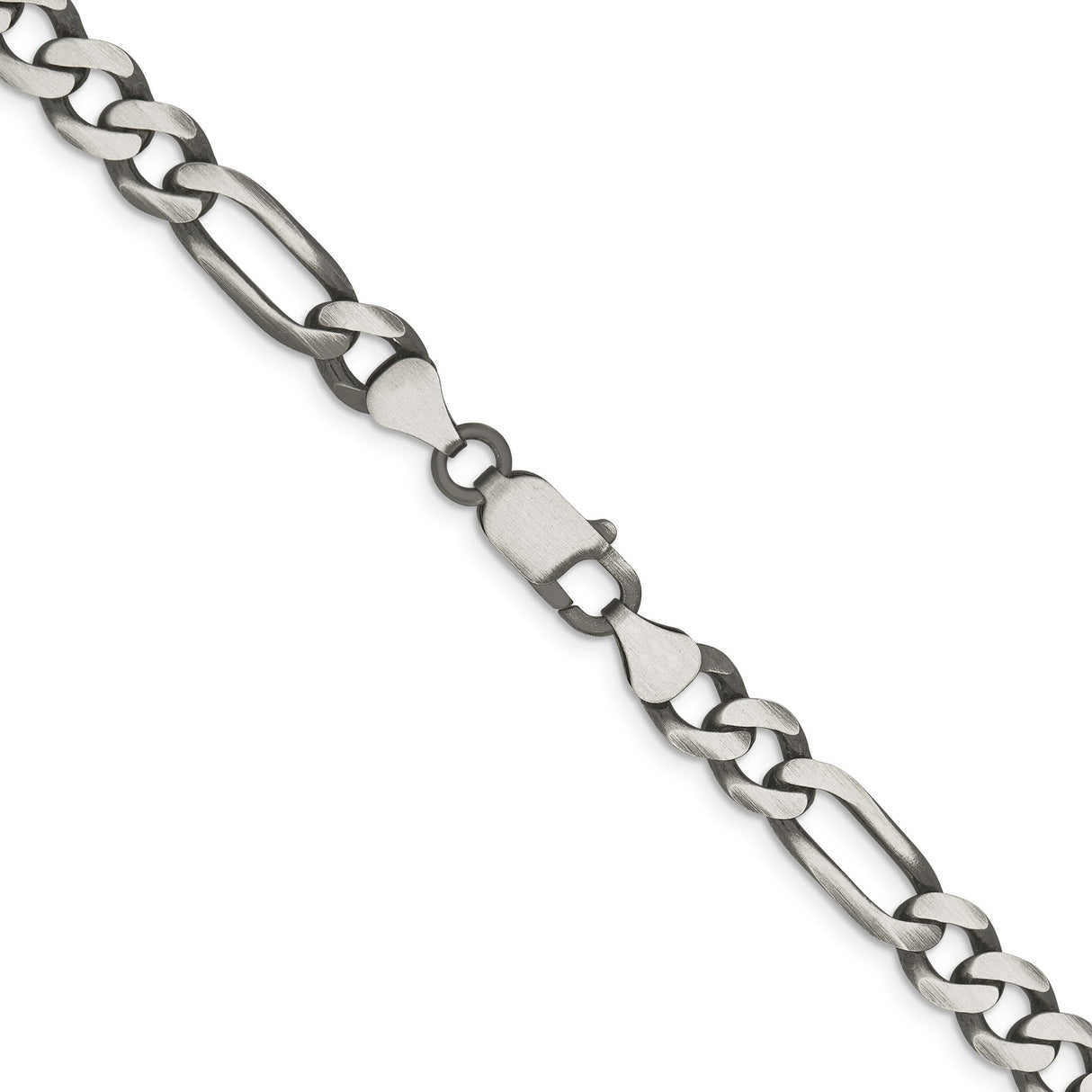 925 White Gold 7.5 mm Figaro Chain Necklace, Solid alternate angle