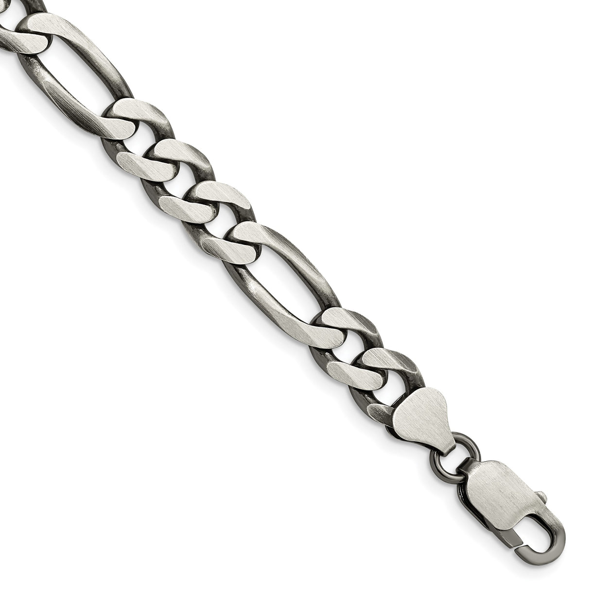 925 White Gold 7.75 mm Figaro Chain Anklet, Solid shown for scale