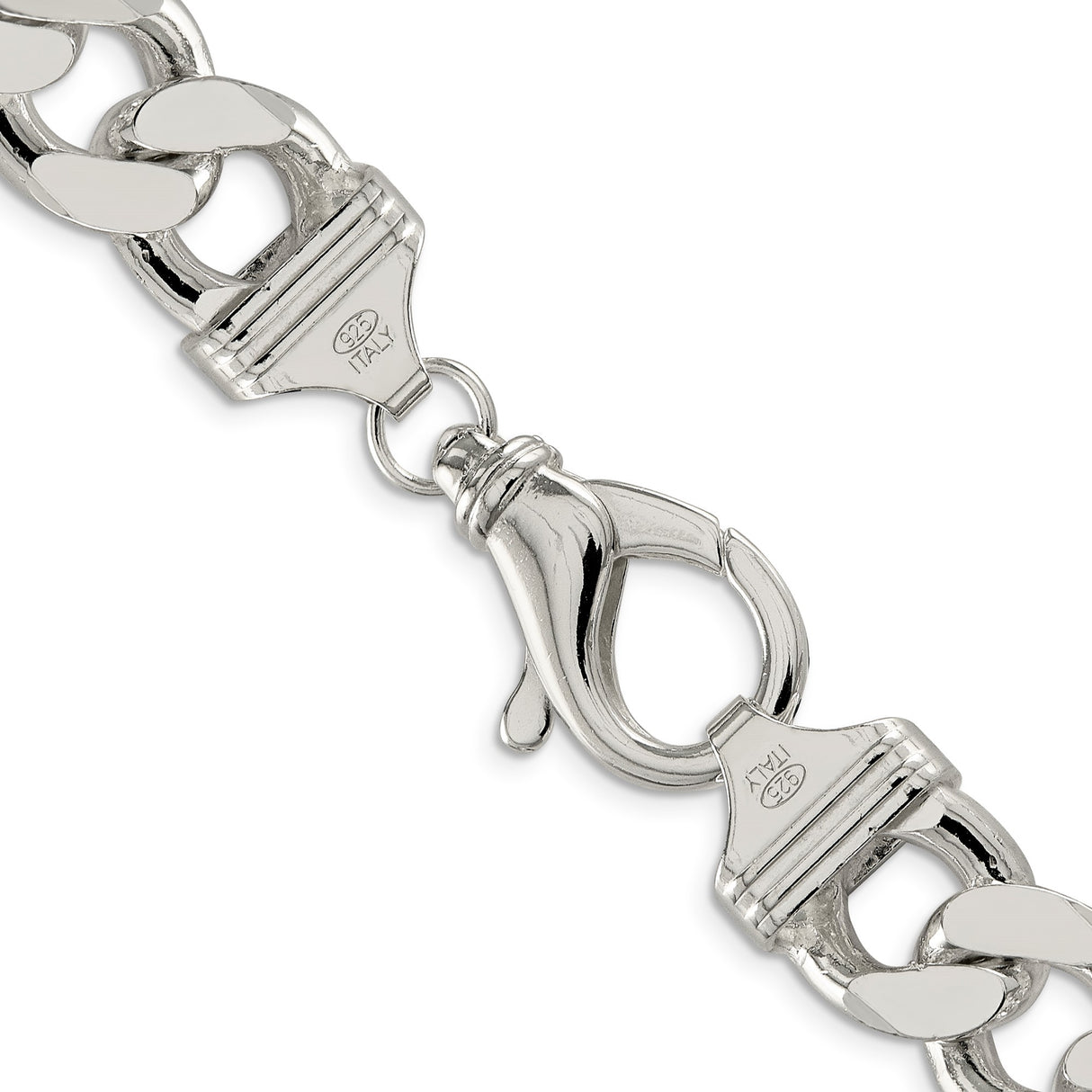 925 White Gold 15 mm Figaro Chain Necklace, Polished alternate angle