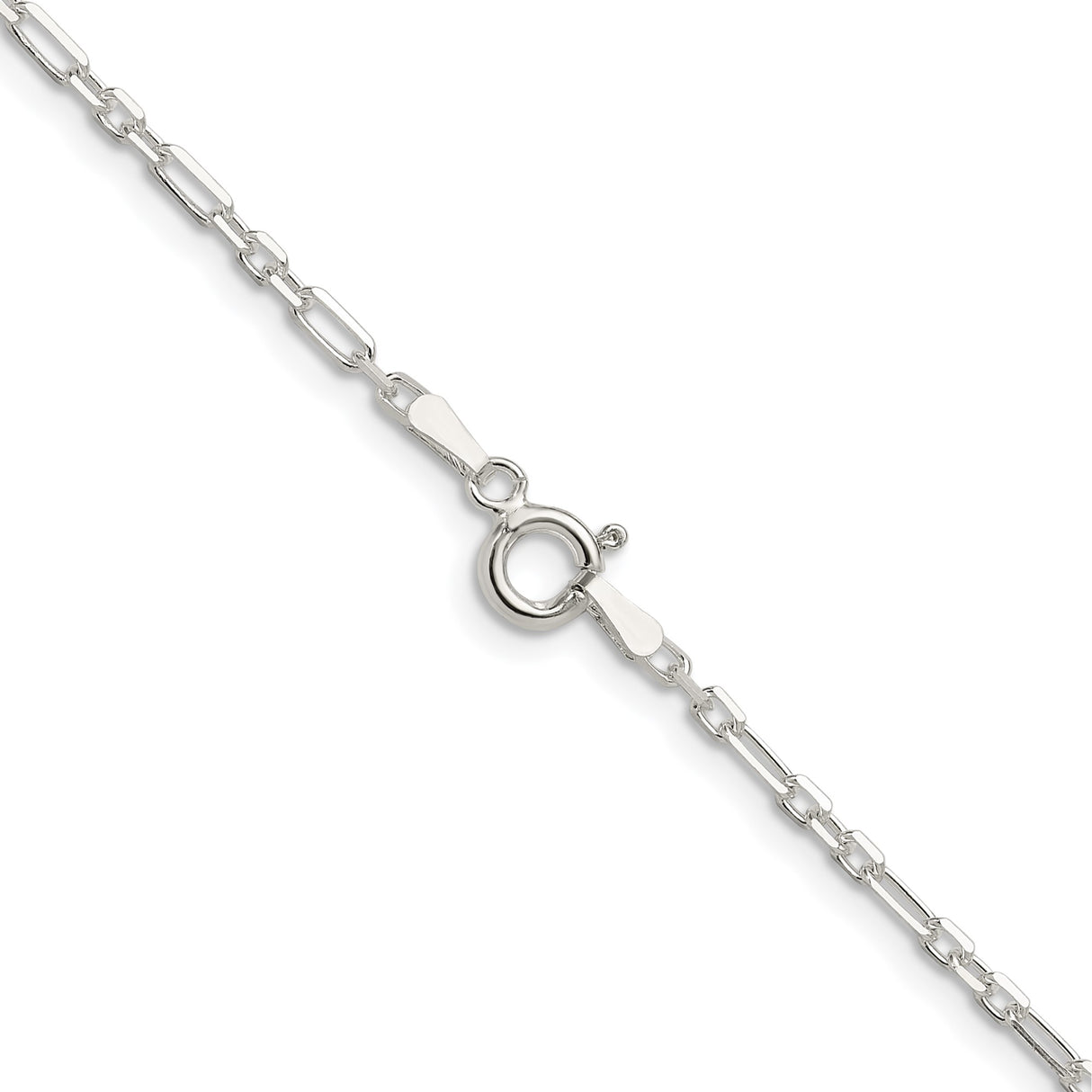 925 White Gold 2 mm Polished Chain Necklace alternate angle