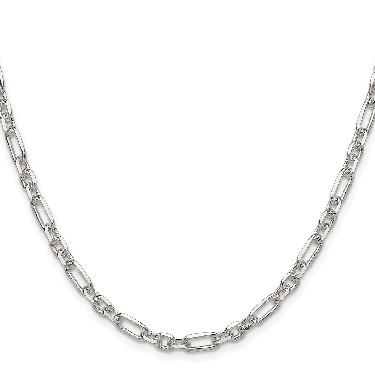 925 White Gold 4.5 mm Polished Chain Necklace