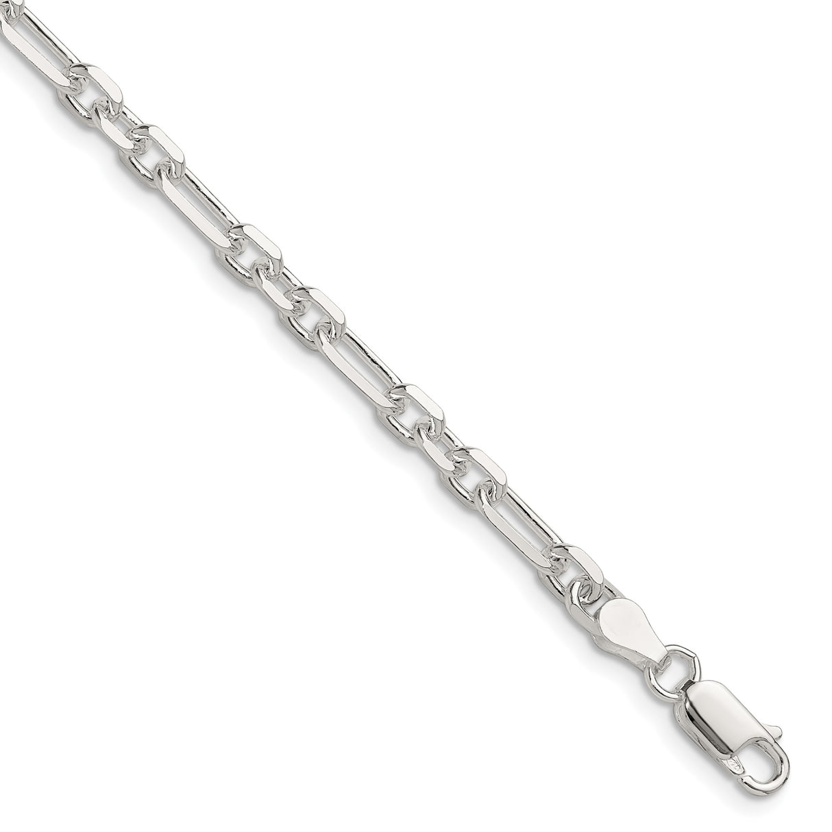 925 White Gold 4.5 mm Polished Chain Bracelet shown for scale