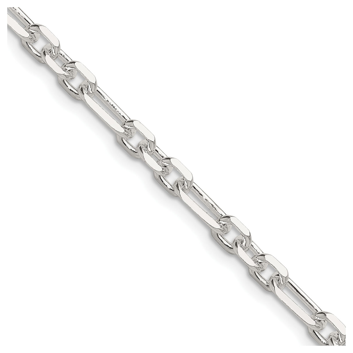 925 White Gold 4.5 mm Polished Chain Necklace detail view